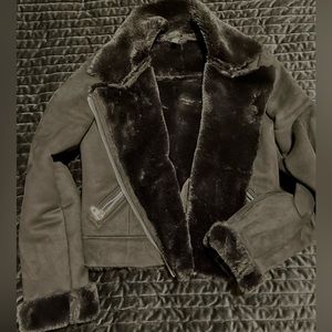 Black fur lined Zara jacket( size small)
